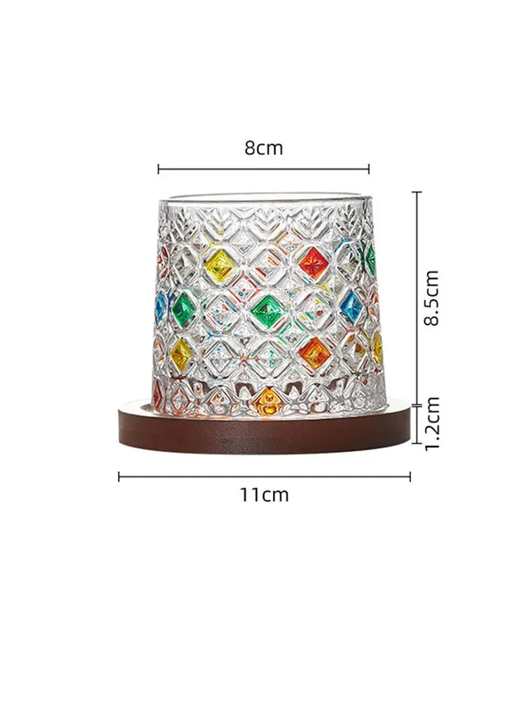 Rotating Crystal Whiskey Glass Antique Imitation From