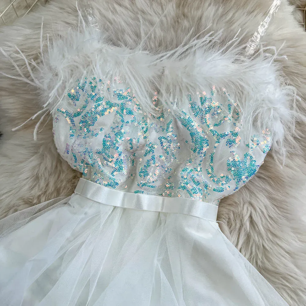 white christmas dresses Denim Tulle Top Small Fits Up to 5/6 main image 1