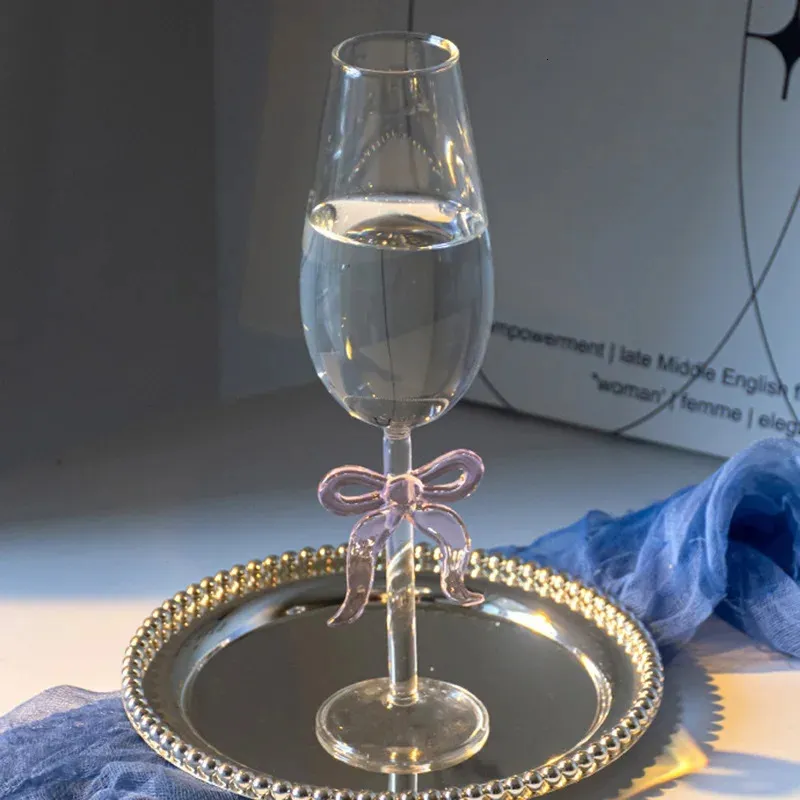Elegant Pink Bowknot Pink Acrylic Goblets For Red Wine And