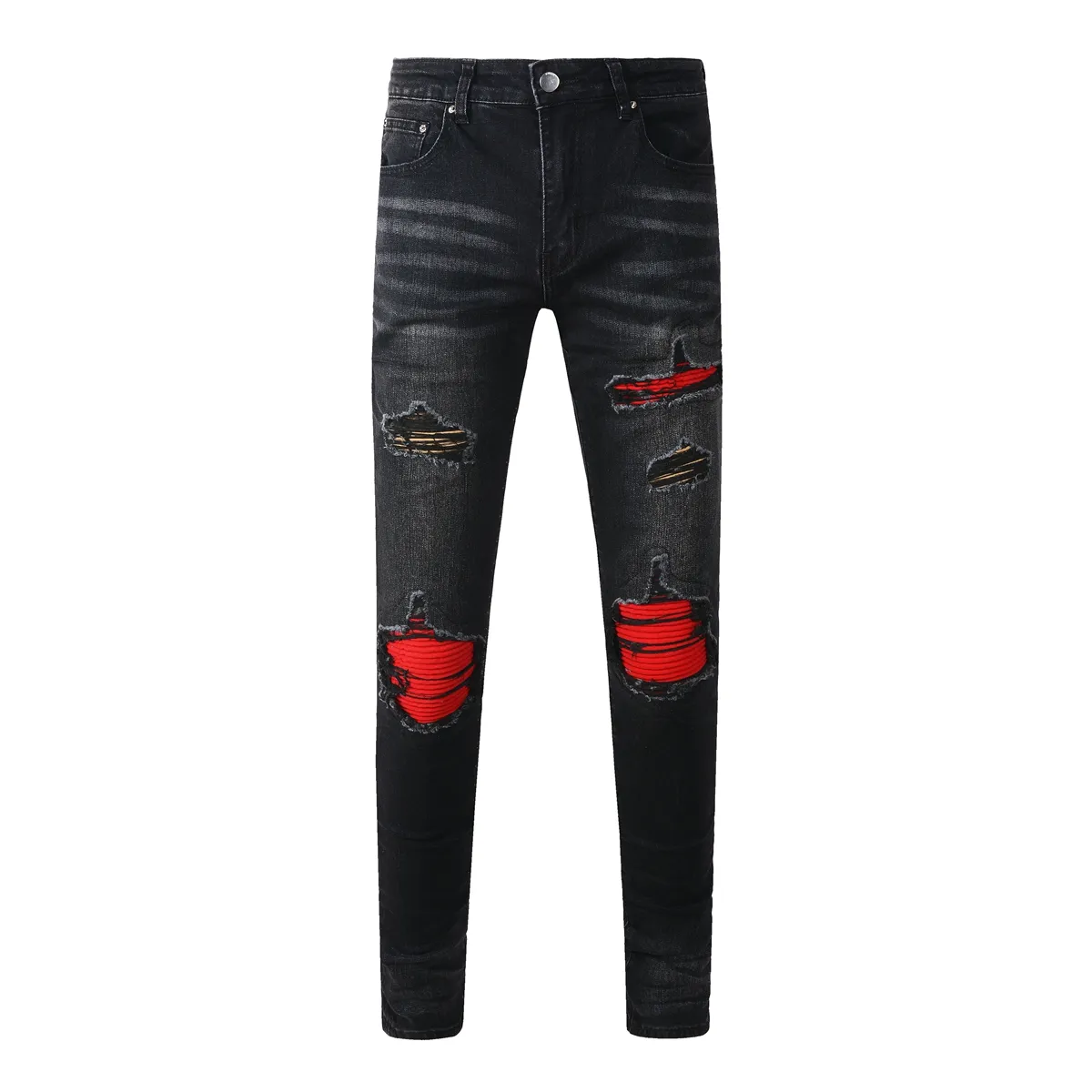 Legend London Dark Jeans With Rips Legend London Black Slim Ripped - Main Image