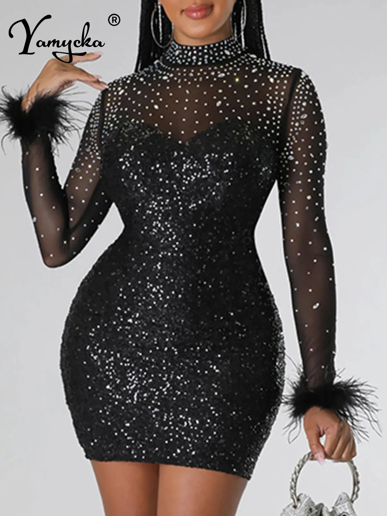 black glitter bodycon dress Strappy-Back Short Black Homecoming Dress with Sequins Black / 8 main image 0