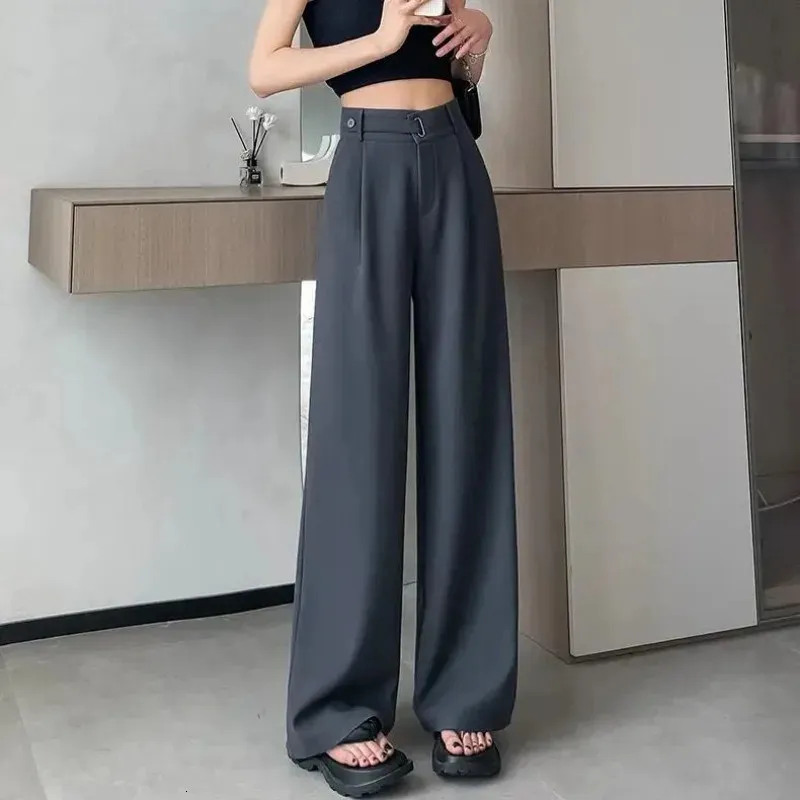 Autumn Winter Simplicity Office Lady Suit Pants Women Fashion Solid Color High Waist Wide Leg Casual All-match Trend Straight 241216
