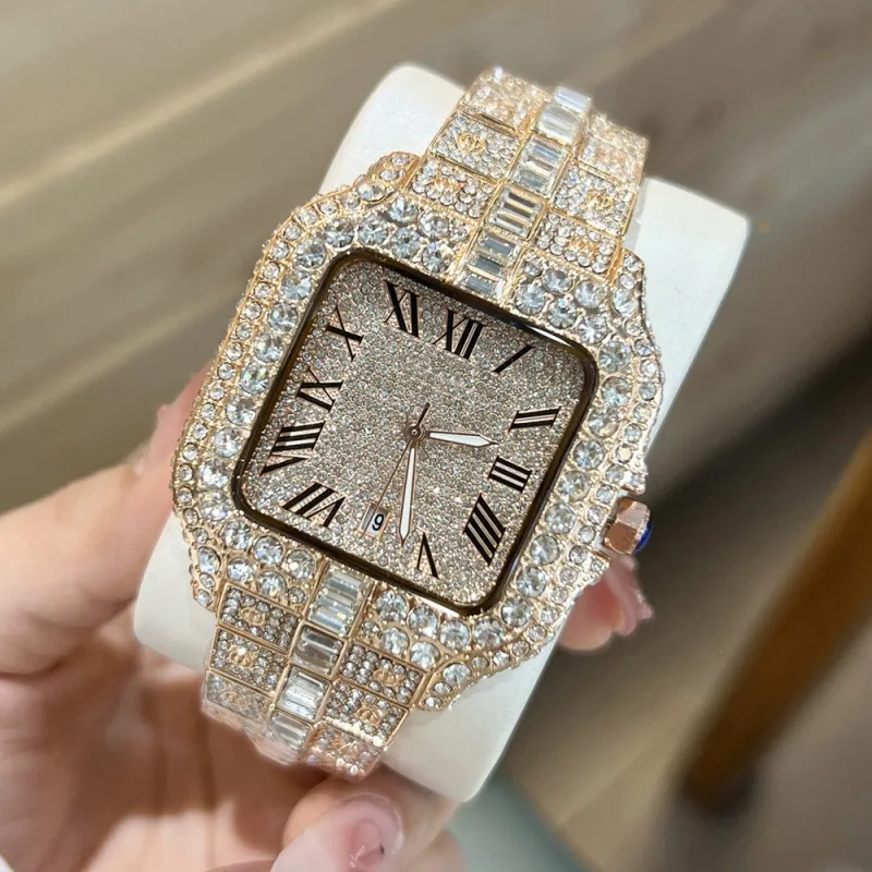 Save Big on Bulk Diamond Watches For Mens Iced Out Men's Luxury Diamond  Watches Iced Out Fashion Quartz Watch Moissanite Full Diamond 42mm Rose  Gold