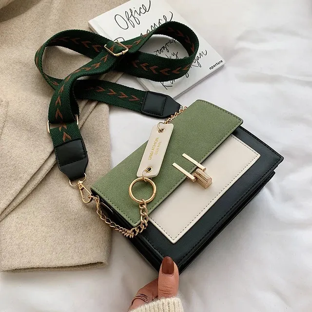 AMHDV Small Color Block Crossbody Bag - Square Flap Leather Shoulder Purse With Adjustable Chain Strap For Women - View #7