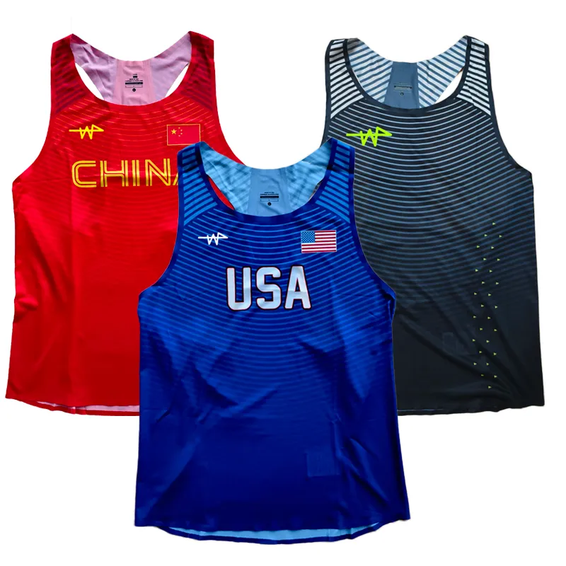 Custom Running Racing Singlets Custom Logo Running Singlet - Narrow Back, Breathable Mesh, Track ...