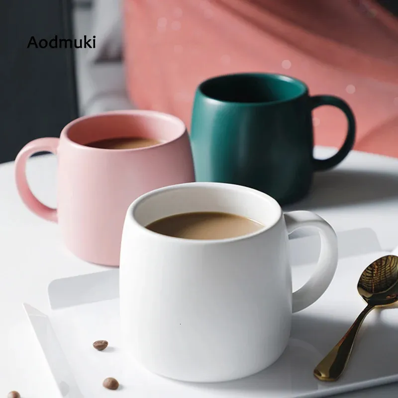 Taza De Cerámica Retro Con Tapa Y Cuchara | Vintage Para Desayuno O Café | Diseño Compacto Portátil | Regalo Original