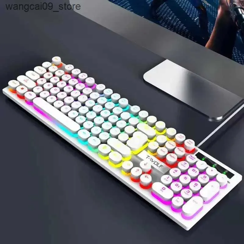 Keyboards Wired Keyboard Color Matching Backlit Mechanical Feel Computer E-sports Peripherals 104 Keys Gaming Keyboard for Desktop Laptop J241218