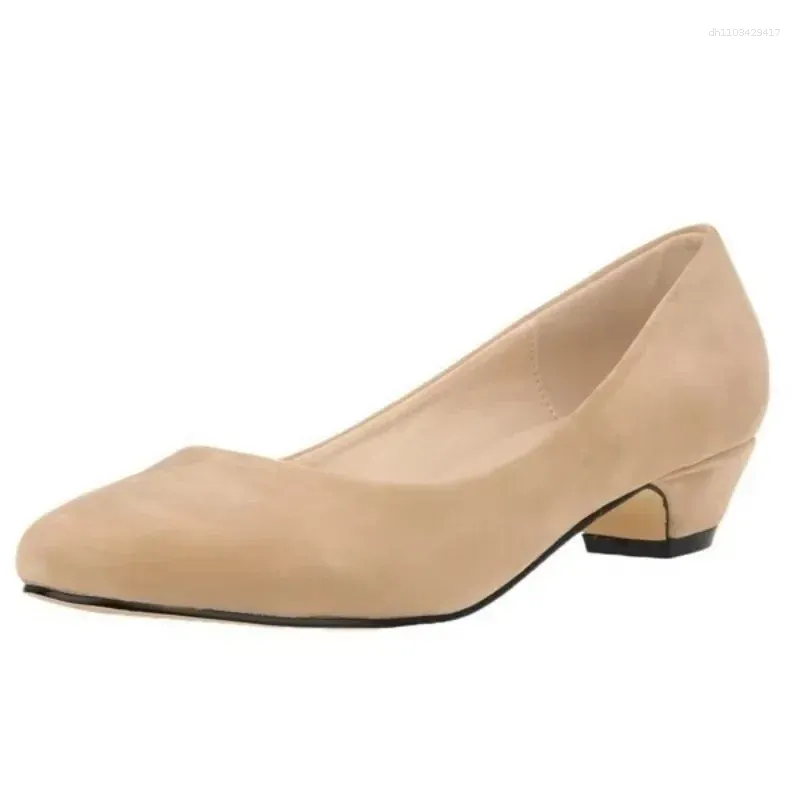 Womens Nude Pumps Dress Shoes with 3cm Square Low Heels, Flock Upper, PU  Lining for Office Party Wedding from Dhgate Dress Shoes - price 31.25
