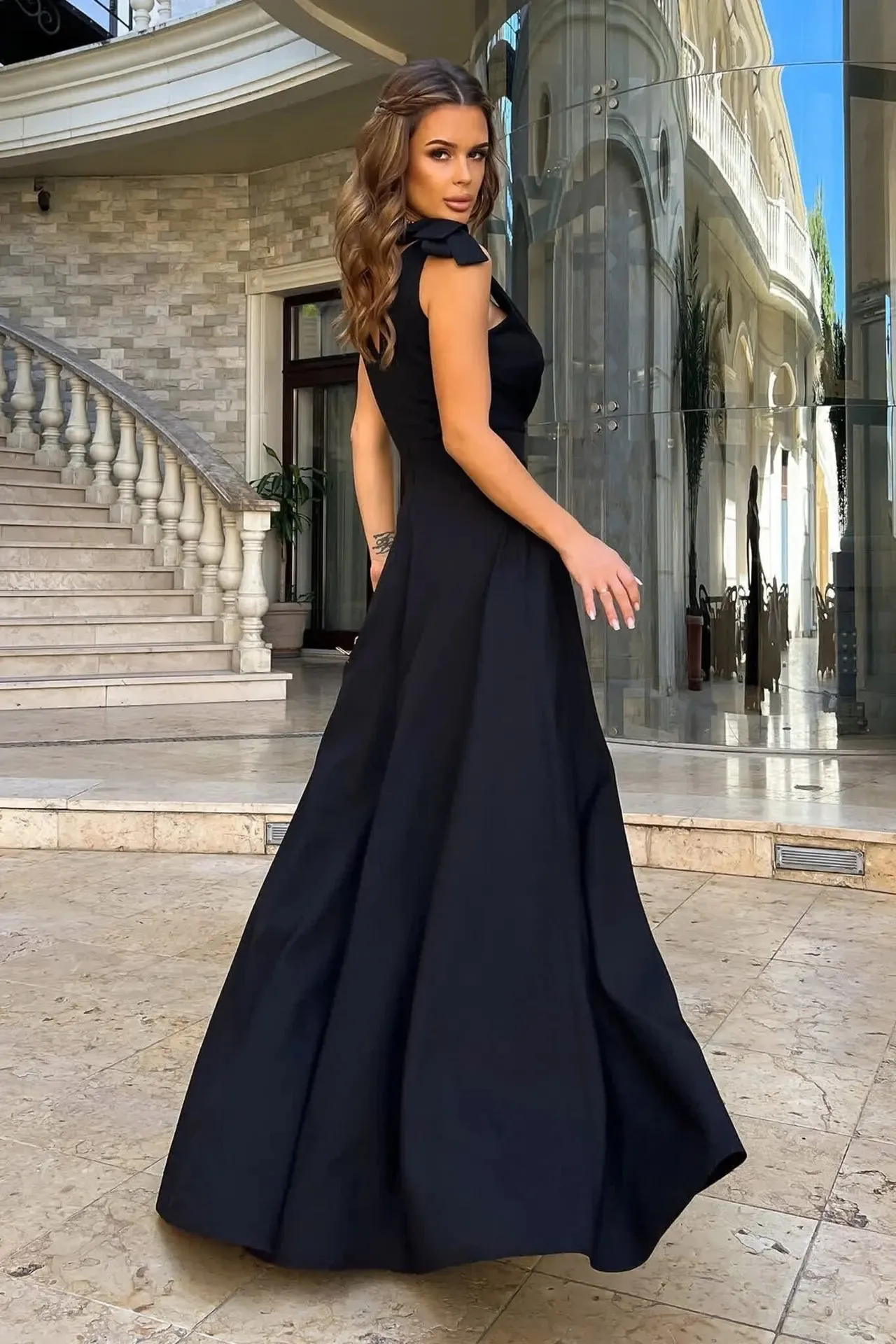 Summer Women Party Maxi Dress Floor-Length Chiffon Cross V-neck Bowknot  Strap Short Sleeve 241216 from Dhgate Urban Sexy Dresses - price 41.11