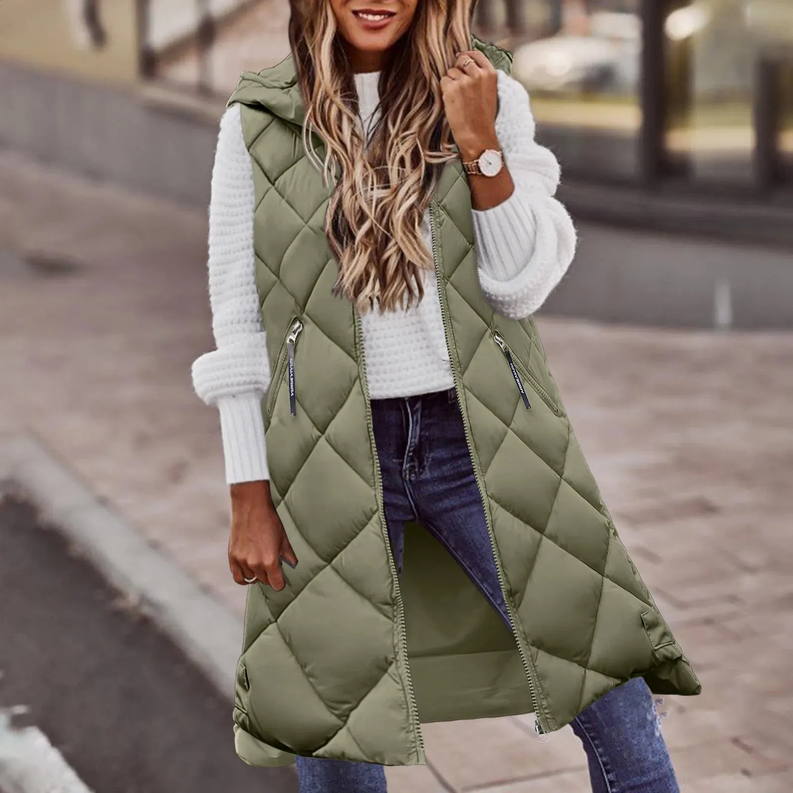 Womens Insulated Vest With Hood Autumn Korean Style Sleeved Jacket
