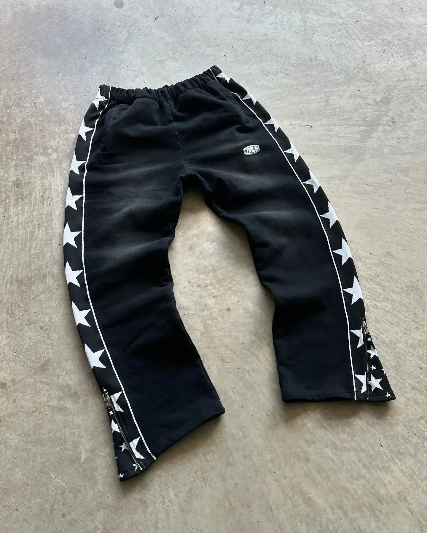 メンズ 長ズボン ストレート ストリート オーバーサイズ M00195 Mens Striped Side Zipper Wide Leg Star Pants American New