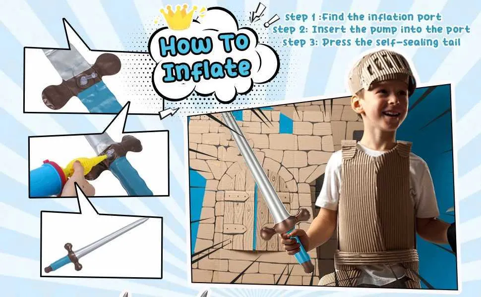 Inflatable Dagger Inflatable Pirate Sword - 24 Inch, Party Favor, Cosplay Costume, Pool ...