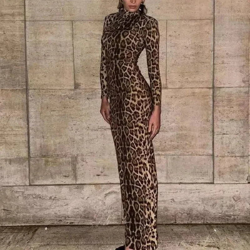 Sexy Women Leopard Long Slim Dress Ladies Long Sleeve... From Yujia04,  $17.56 | DHgate.Com