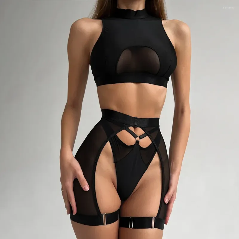 Sexy Lingerie Set for Women Push Up Bra Underwire Garter Belt Thong Black  from Dhgate Bras Sets - price 21.42