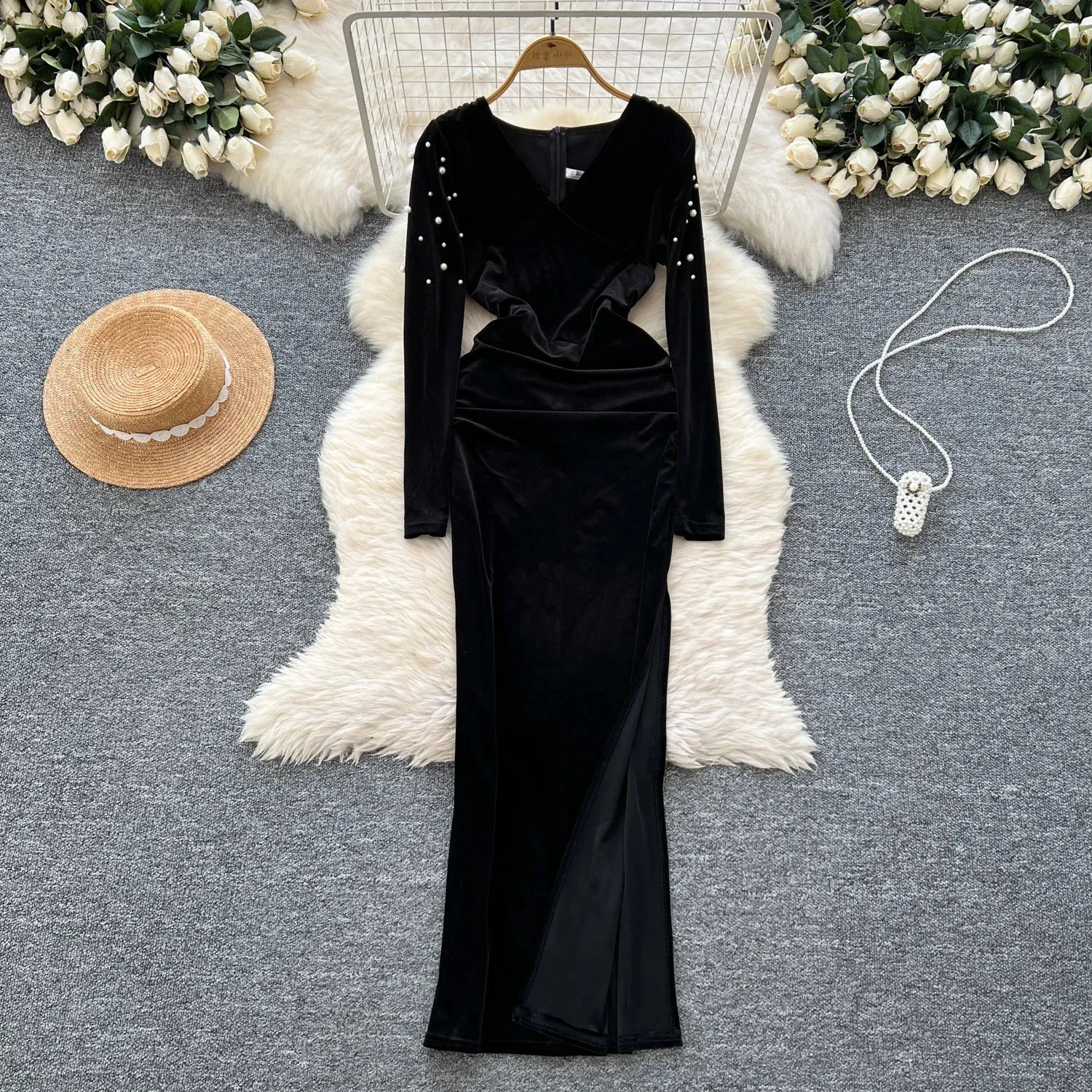 boys black dress socks Kaia Velvet Gown – Halston