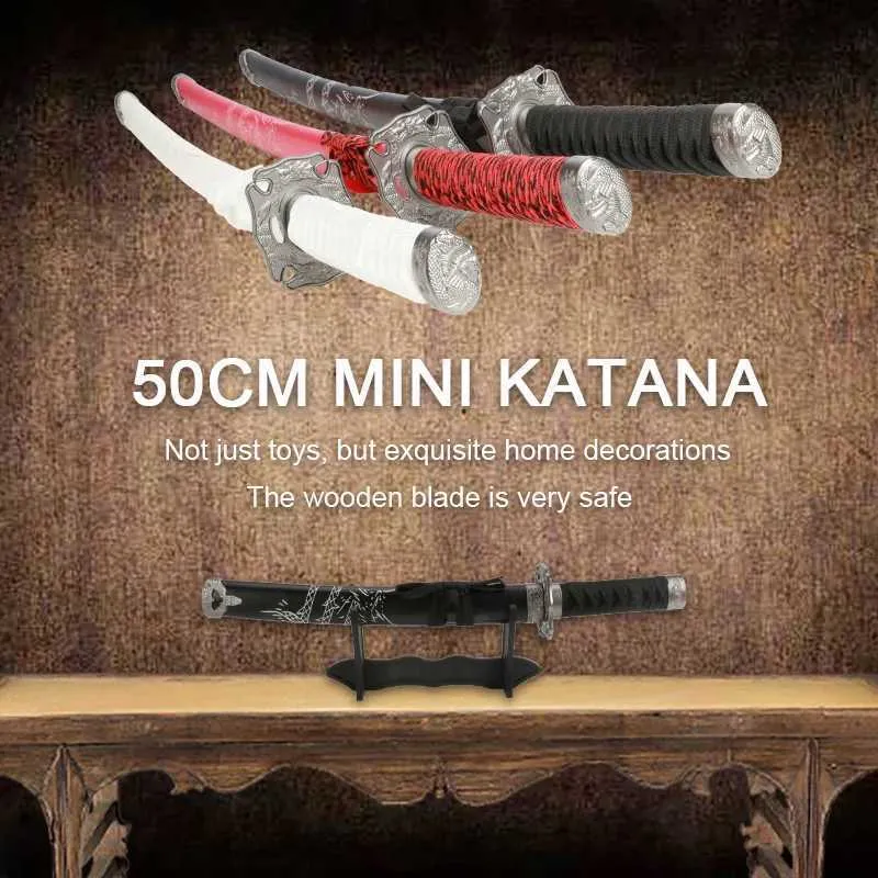 Ahşap Katana Kılıç Oyuncak 50cm, Çocuklar İçin Güvenli, Bambu