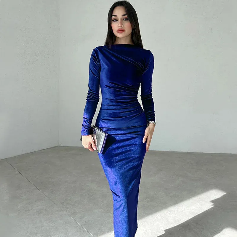 Velvet Long Sleeve Dresses: Womens Ruched Midi Dress... From Eshinestore,  $23.41 | DHgate.Com