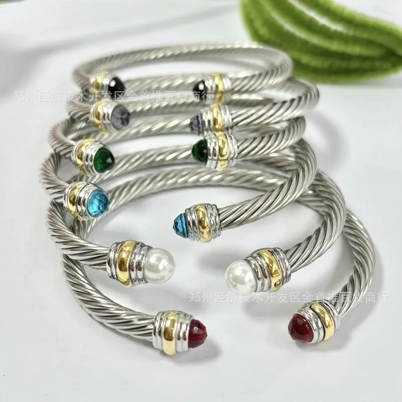 Designer davidly yurmanly Jewelry beacelet for womens fashion jewelry luxury Popular Braided Twisted Open davides yurmanes Bracelet with Blue Beads 670