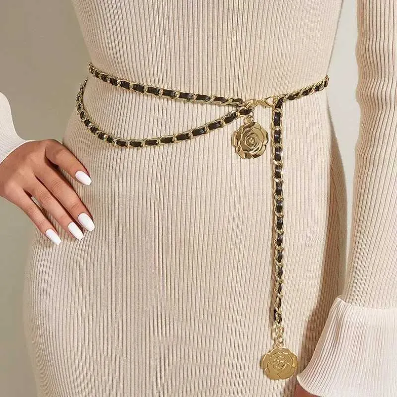 Round Flower Chain Pendant chain waist for Women -