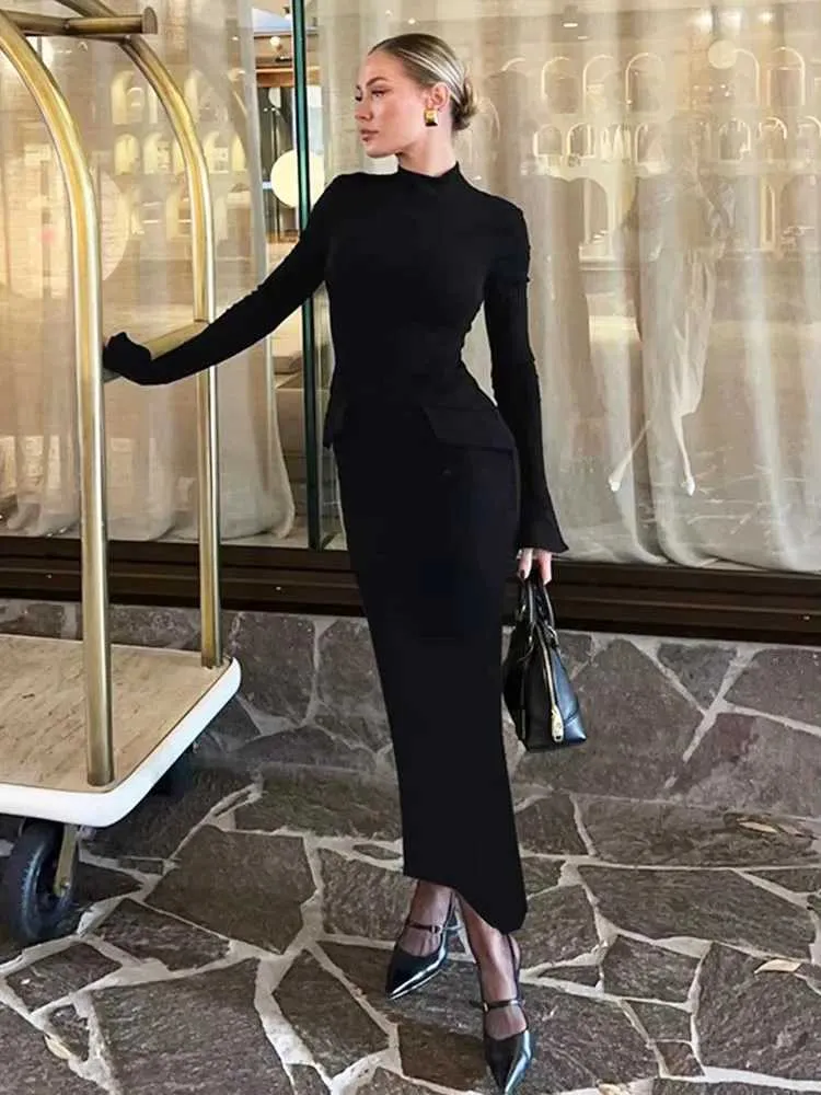 black bodycon dresses for women Feeling Good Turtleneck Maxi Dress main image 1