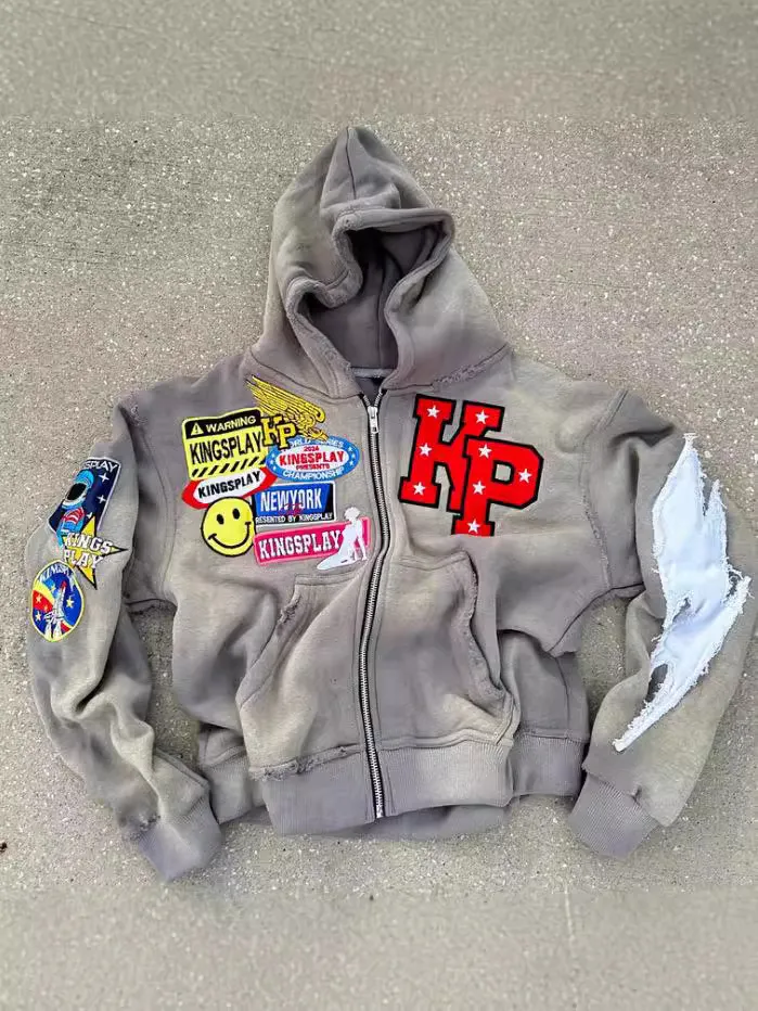 Y2K Embroidered Oversized Zipper Hoodie Unisex... From Rivieraretro ...