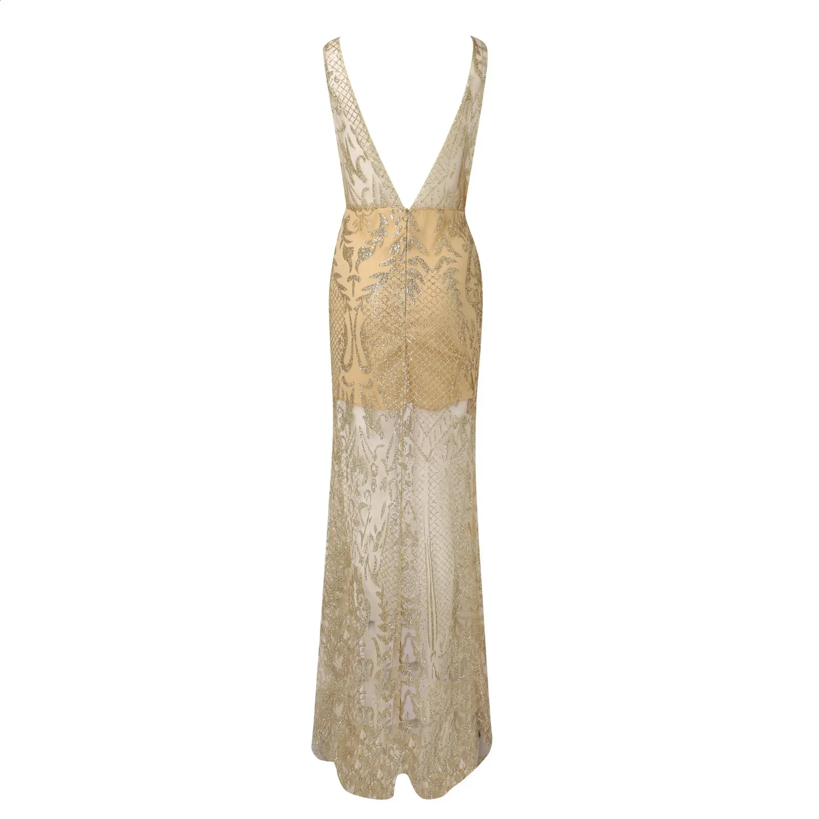 slim fit dress slacks Sequin Splash Gold Plunge Dress Gold / Small