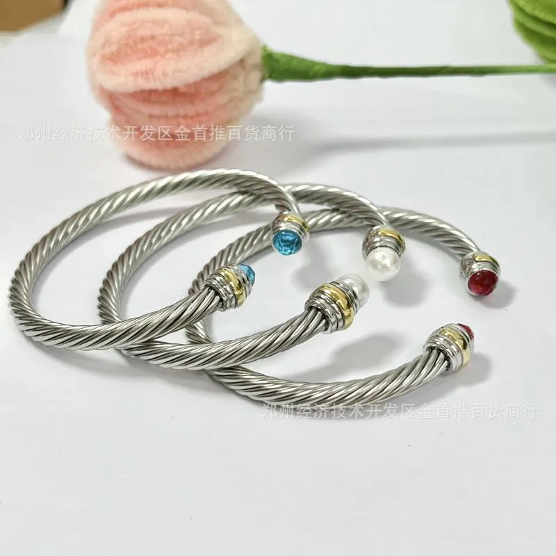 Designer davidly yurmanly Jewelry beacelet for womens fashion jewelry luxury Popular Braided Twisted Open davides yurmanes Bracelet with Blue Beads 670