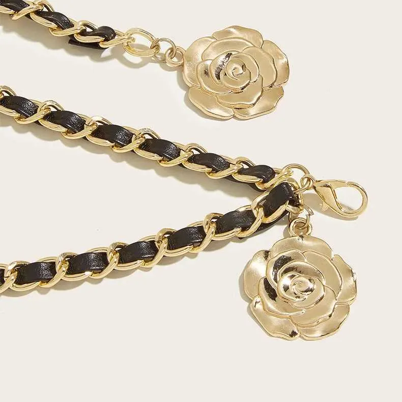 Round Flower Chain Pendant chain waist for Women -
