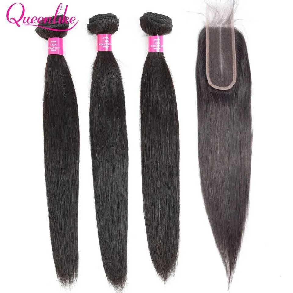 30 Inch Straight Human Hair Bundle with 2x6 Deep Needle Closure ...