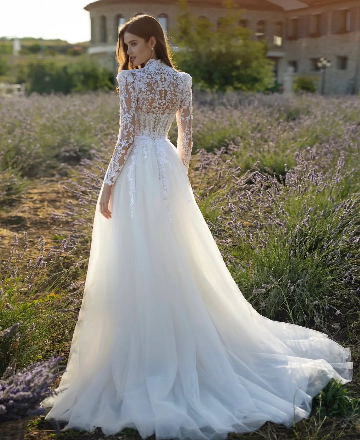 Ivory Lace A-Line Long sleeve wedding dresses with Long Sleeves, Appliques, and Court Train - Perfect for Garden or Beach Weddings Ivory Lace A-Line Long sleeve wedding dresses with Long Sleeves, Appliques, and Court Train - Perfect for Garden or Beach Weddings