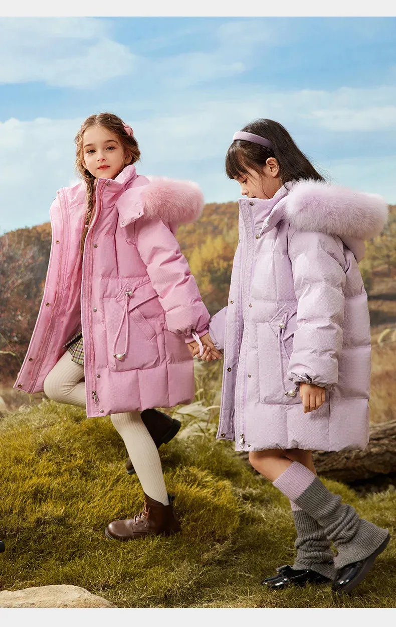 UNITIM Russian Winter Down Jacket For Girls 90% White From