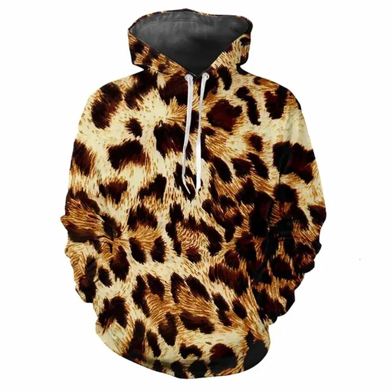 Leopard Print Hoodie Sweatshirt Long Sleeve, Loose Fit, 3D Printed