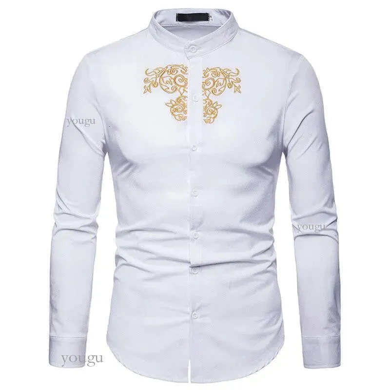 Mens Mandarin Collar Shirt, Luxury Embroidered Design | DHgate