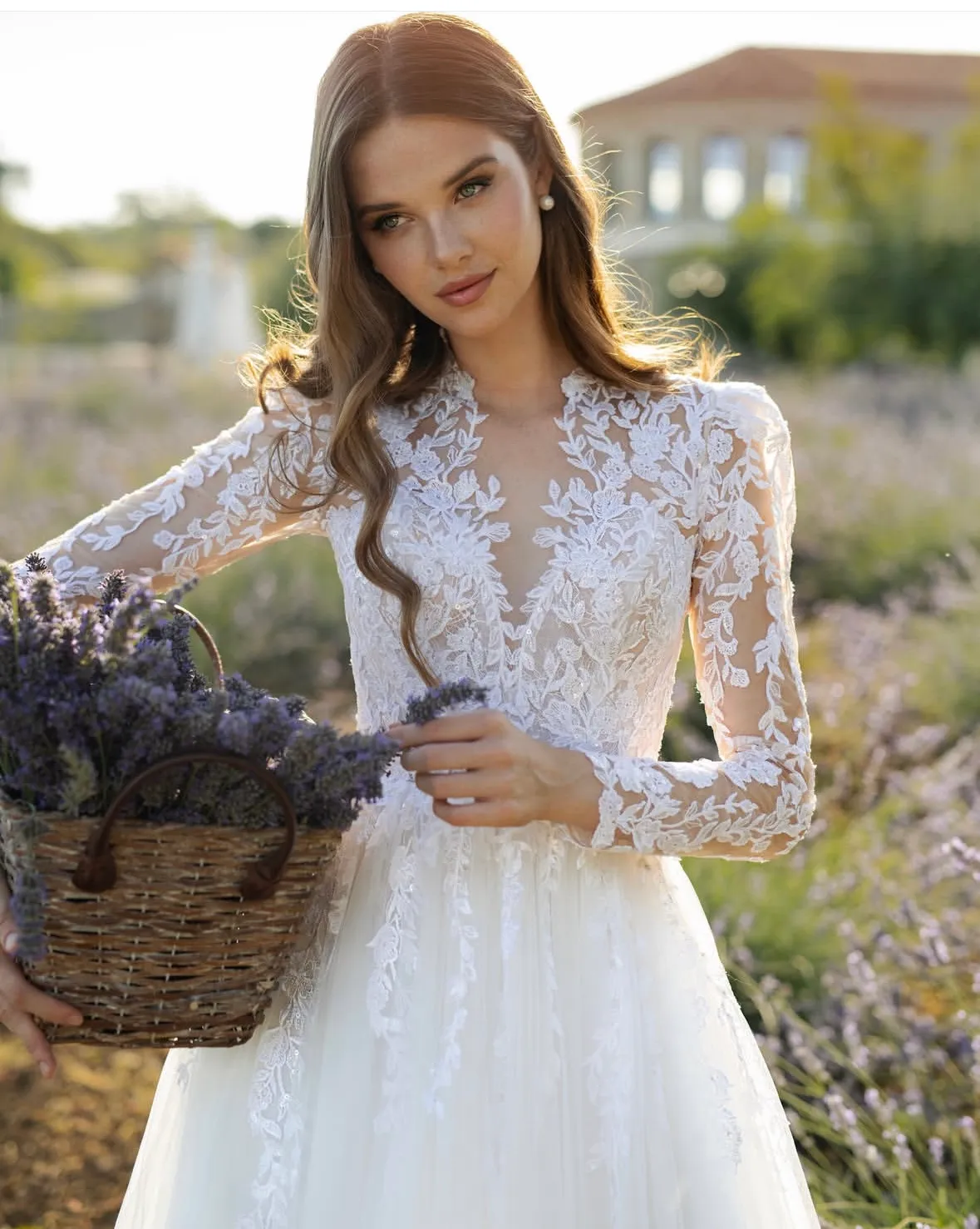 wedding dress with sleeves a line Square-Neck Long-Sleeves A-Line Boho Beach Wedding Dress Simple Satin –  Laxag main image 0