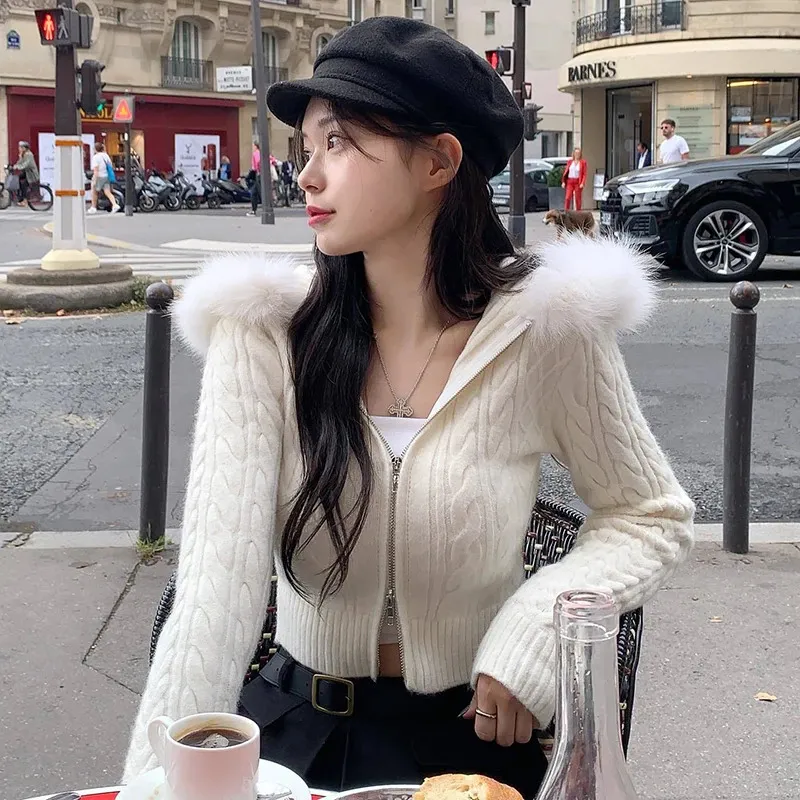 Veste Polaire Femme Avec Capuche - Chaud, Fermeture éclair, Style Y2K Pour L'hiver