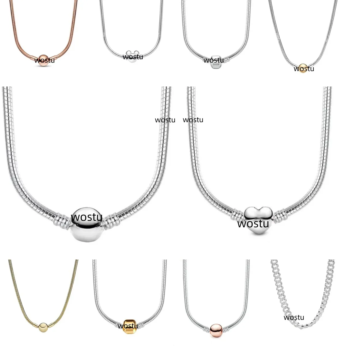 Stylish S925 Silver CZ Heart Pendant Pandora Necklace Sale