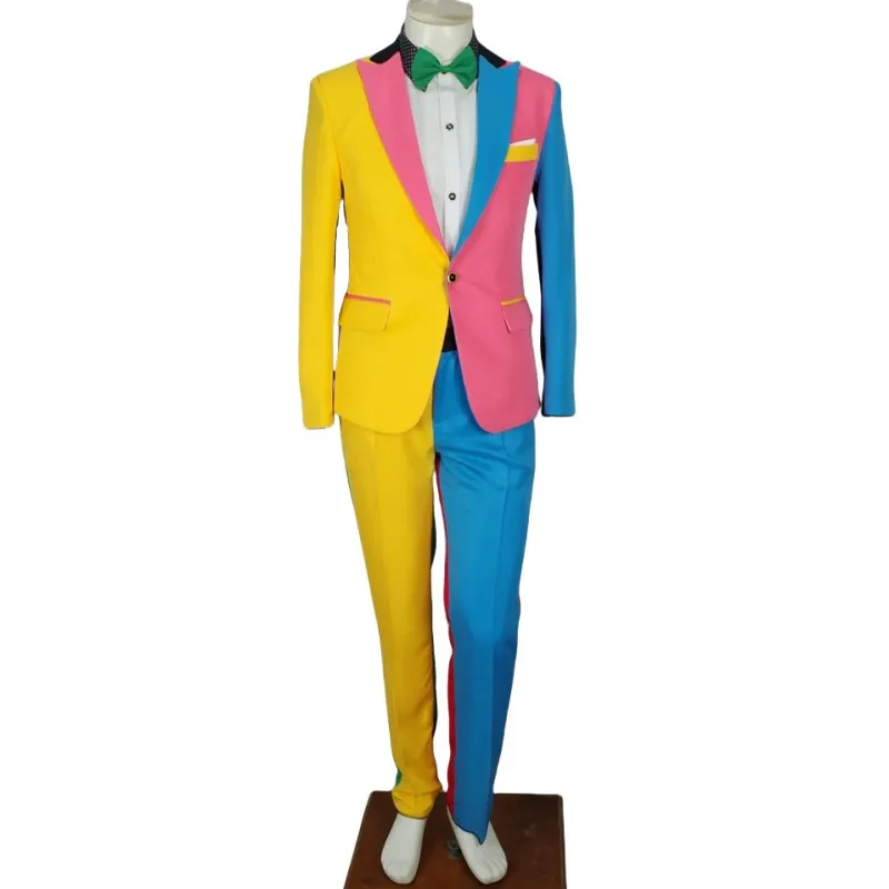 Irregular Colorful Mens Suits Magician Clown Performance Stage