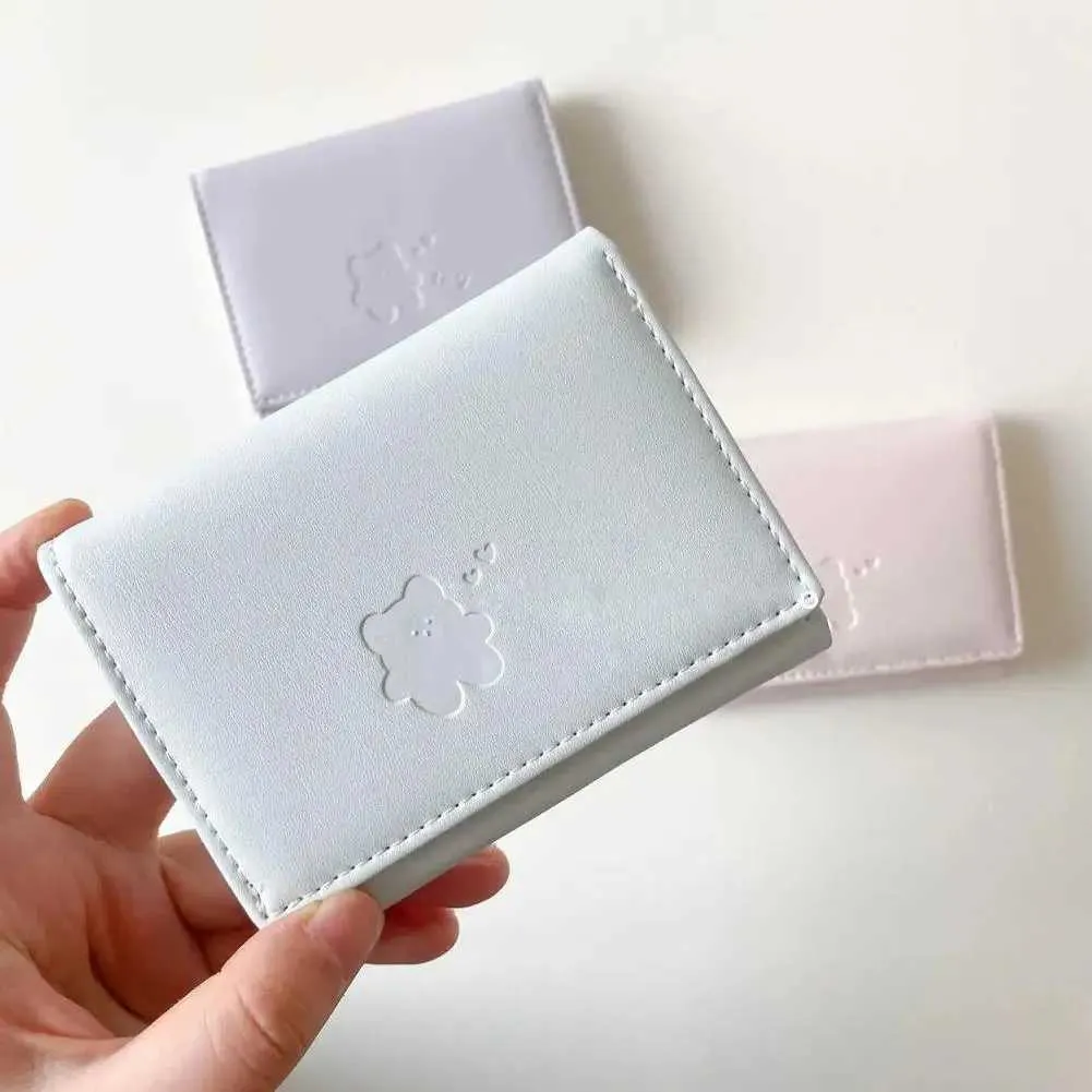 Small trifold wallet womens three fold card holder coin clip polyester ...