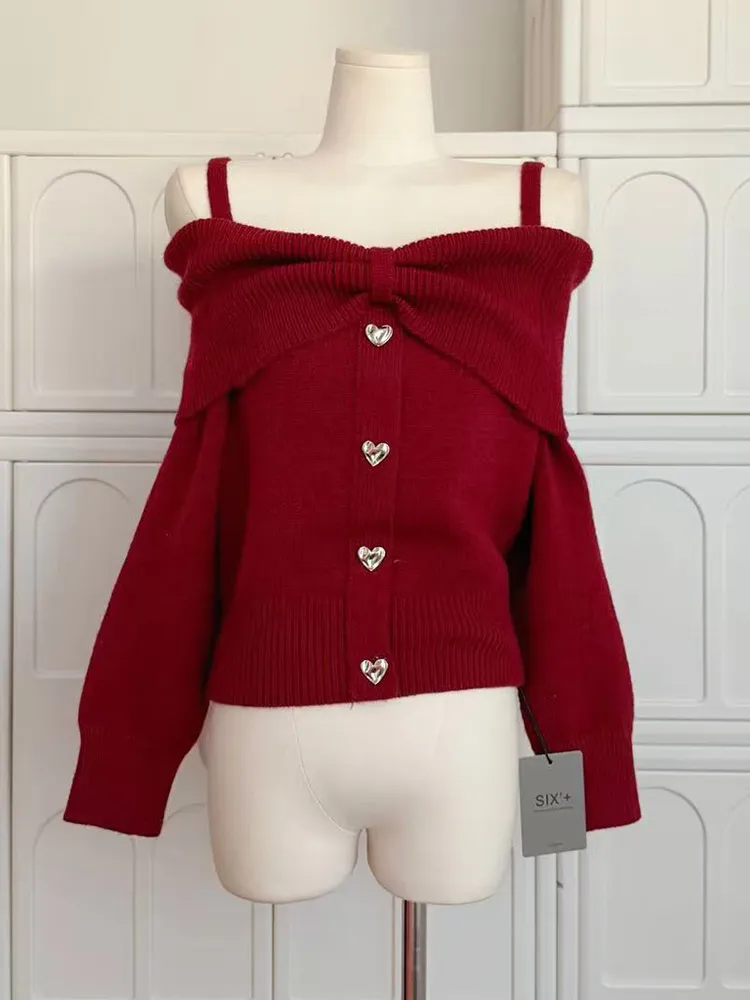 Save Big on Bulk Slash Neck Sweaters Cute Christmas Sweaters For Women  Retro Red Knit Crop Top, Y2k Aesthetic, Shoujo Style Winter Sweater Best 