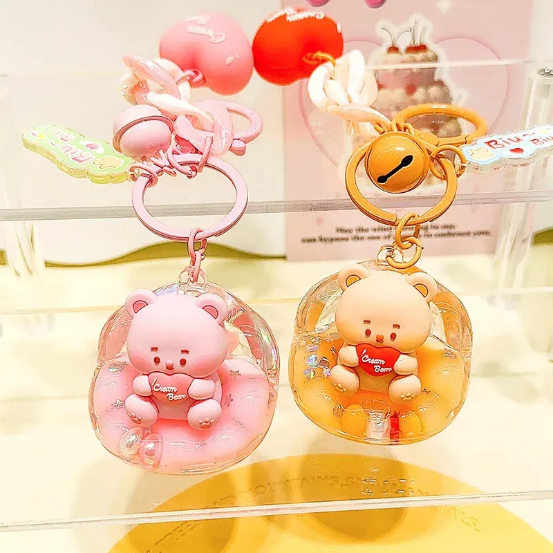 Lindo Llavero De Animal Líquido Flotante Kawaii Llaveros