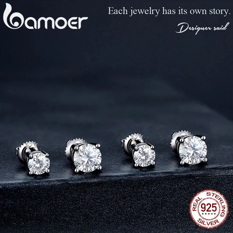 Inf.Story Arete De Tuerca De Moissanita, 0,6 Quilates De Color D, Diamante Cultivado En Laboratorio, Plata De Ley 925 Chapada En Oro Blanco De 18 Quilates, Aretes De Moissanita Para Mujeres Y