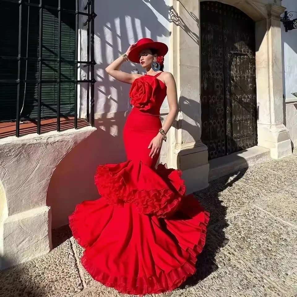 mermaid themed prom dress Pink Ruffled Strapless Mermaid Prom Dresses V-Neck Satin Evening Dress –  Viniodress