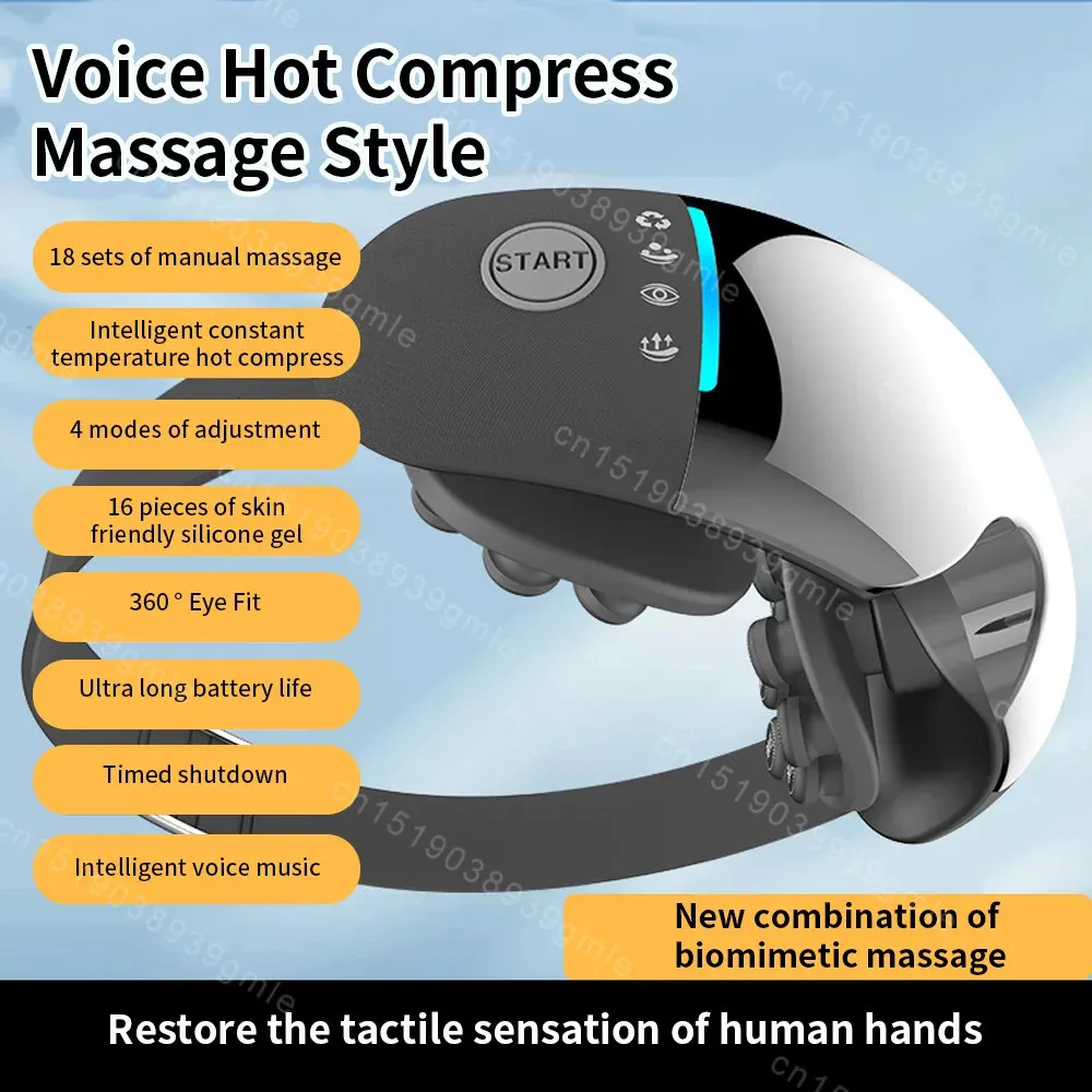 Electric eye massager with hot compression 3D massage head and acupoint  vibration for fatigue relief