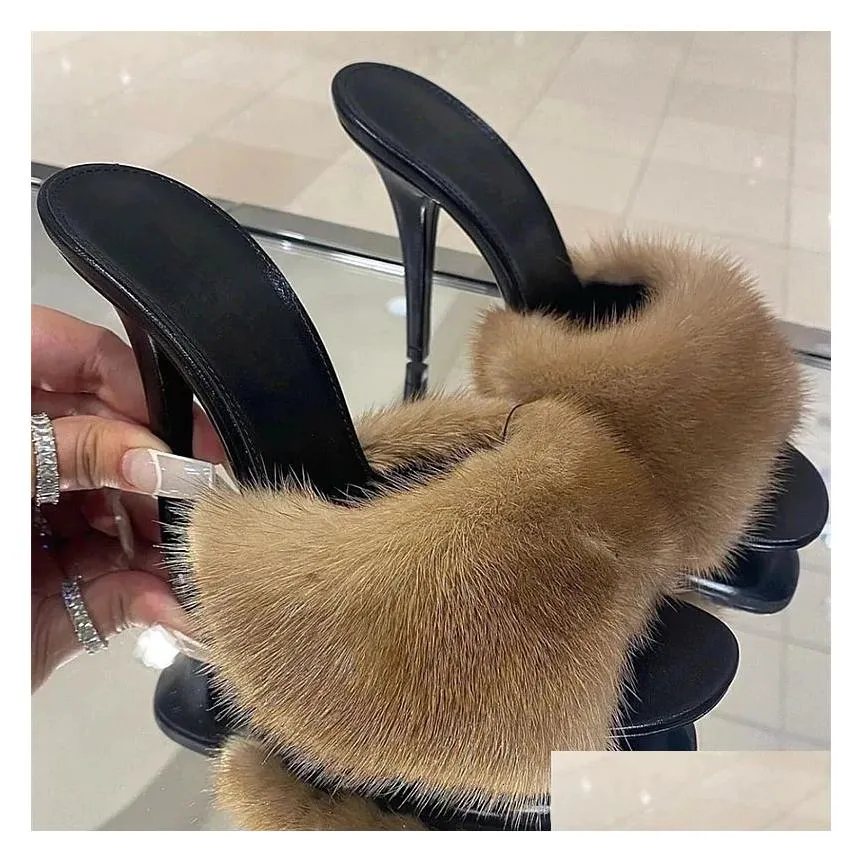Heeled Sandals Fur Lined Sandals High Heels Platform Sandals Fur