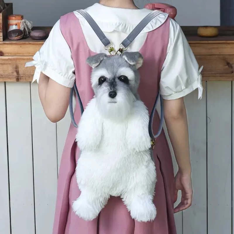MEETUHONEY Girls Backpack 16 Inch - Cute Schnauzer Dog Design School Bookbag, Lightweight & Durable - View #2