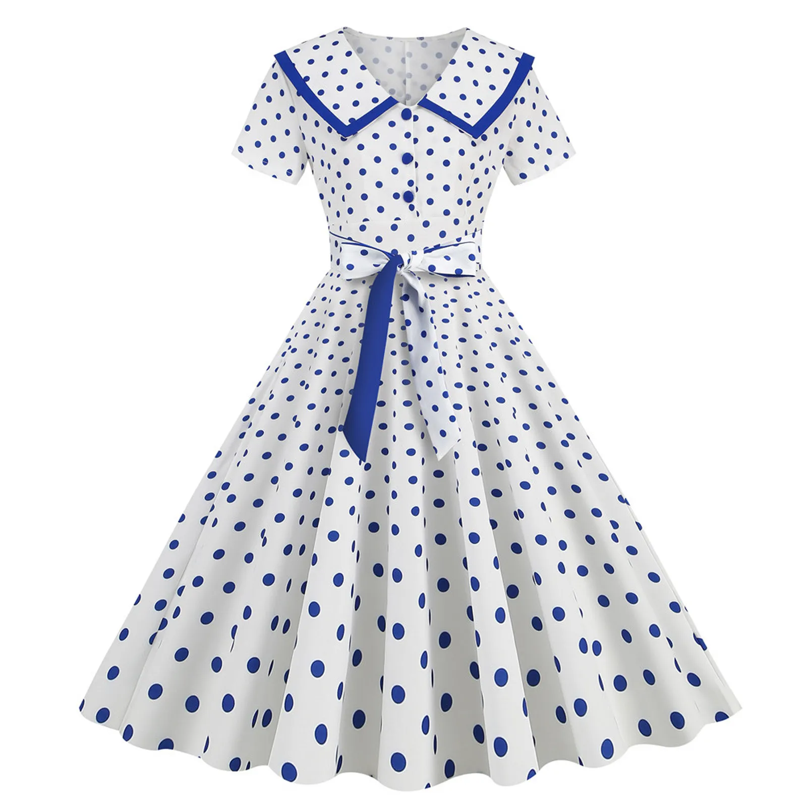 navy blue dress for baby girl Pleated Aline - retro vintage dress 50sVintage Dress (Swing Skirt) main image 0