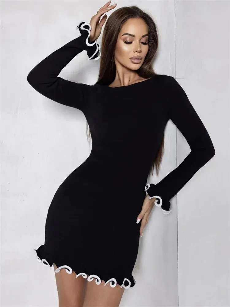 open lace back dress Narla Pink Long Sleeve Mini Dress - 4 main image 0