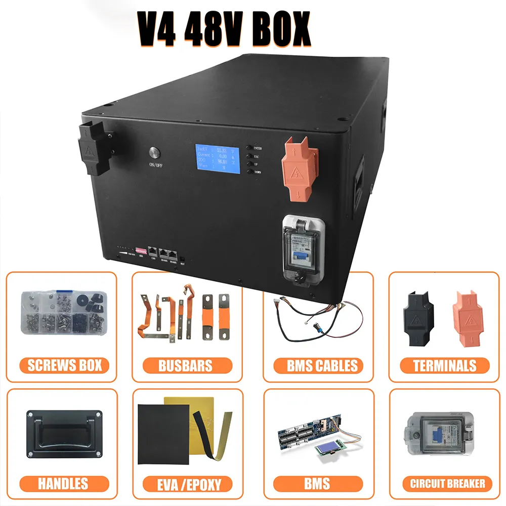 DIY 16S 48V LiFePO4 Battery Kit with Bluetooth BMS CAN 280A 26 × 16.9 × ...