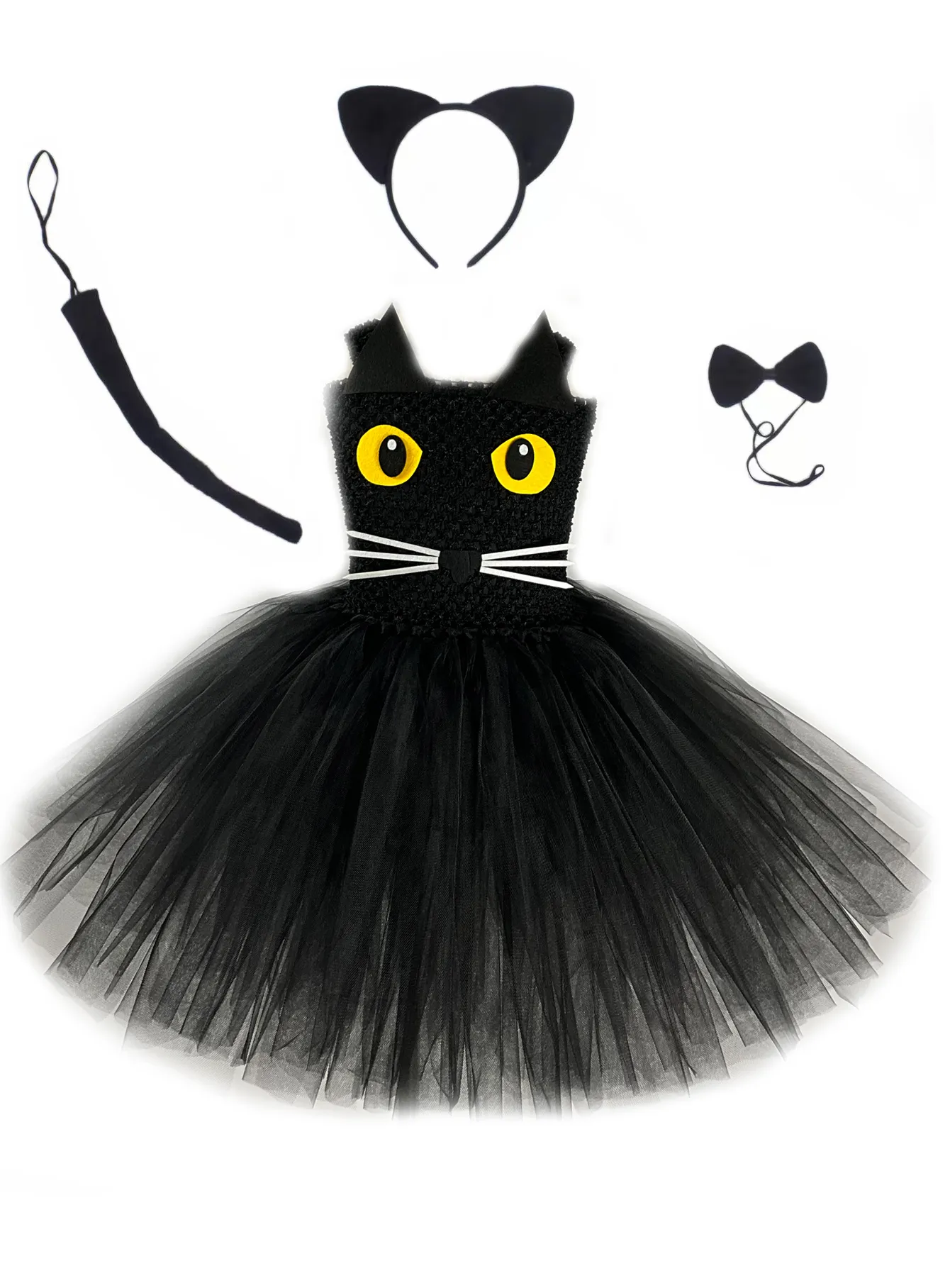 black cat costume dress Girl's Precious Black Cat Costume, Size: Large