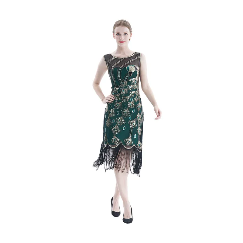 slim fit dress slacks Green 1920s Great Gatsby dress with sweetheart neckline main image 1